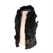 MJM Kaninpels Vest Med H�tte, Sort
